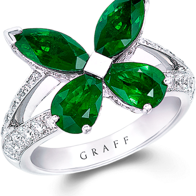 Classic Butterfly Ring Made of Emerald And Diamond