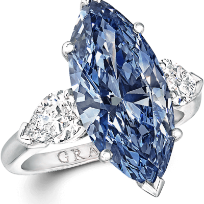 Marquise Cut Blue Diamond Ring